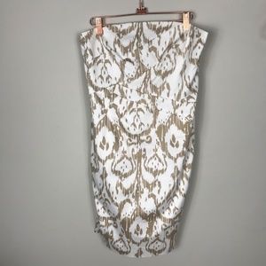NWT Michael Kors White Beige Print Strapless Dress